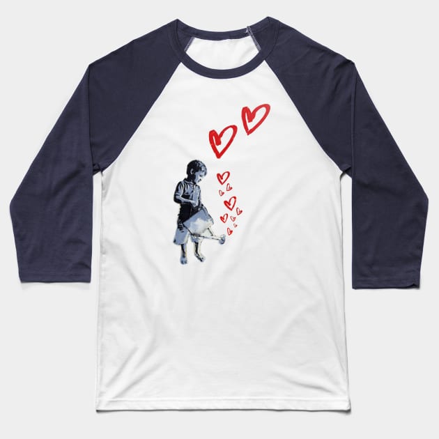 Banksy-style Urban Street Art: Child Love Baseball T-Shirt by ThisOnAShirt